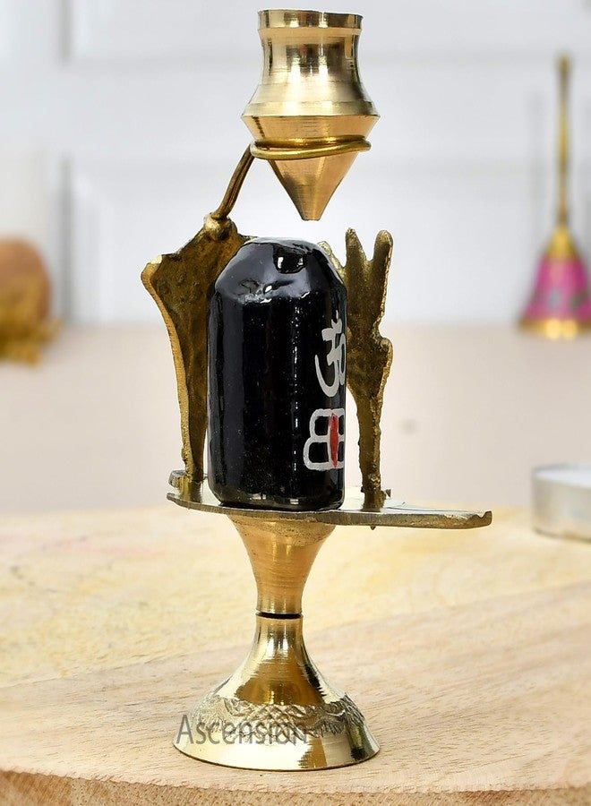 ascension Brass Shiva Linga Lingam Abhishek Patra with Trishul and Nag for Home Pooja Items Shivling Showpiece Gift Decoration Statue Idol Puja (Golden) - Image 2